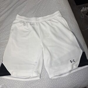 Under Armour Men's Athletic Shorts XL White Loose Fit Basketball